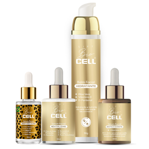 Linha completa LIFT Bio Cell — Sérum Antioxidante, Revitalizing, Área dos Olhos e Balm Facial